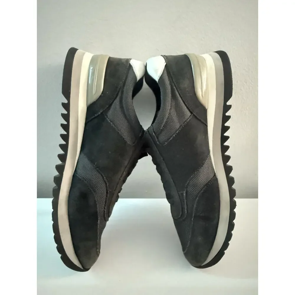 Tory Burch Women’s Sawtooth Logo Sneakers Black Suede Lace-Up Size 9